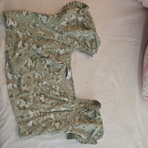 Green Floral Crop Top